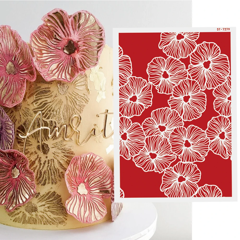 Flower Pattern Cake Stencil Wedding Cake Lace Side Plastic Stencil Cake Side Lace Stencil DIY Drawing Shape Cake Decorating Tool