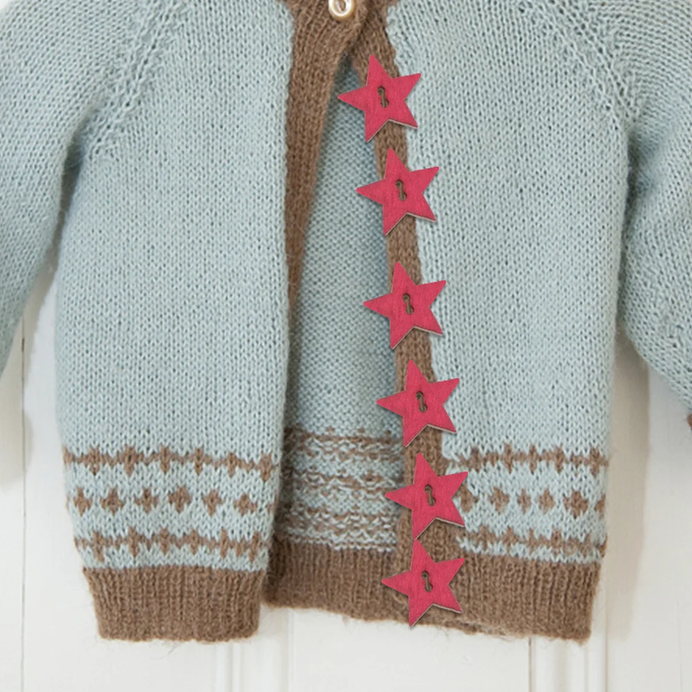 

100Pcs Wooden Star Buttons Vintage Colorful Two Holes Star Sewing Buttons for Crafting Scrapbooking Clothes Replacement