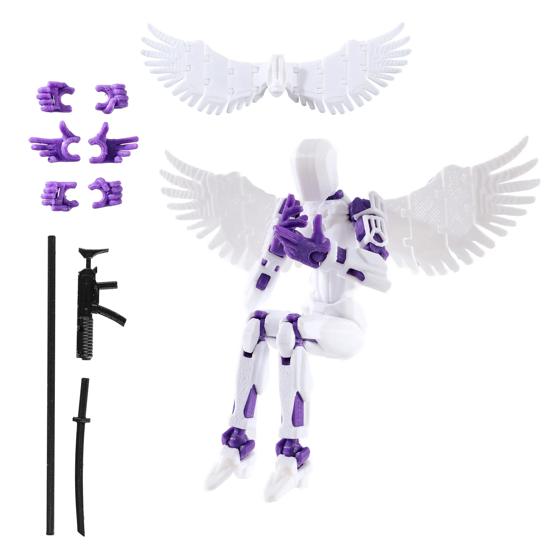 3d Printed Female Angel Multi-Jointed Movable Lucky Robot Dummy Model DIY Assembly With Wings Action Figures Desktop Decoration