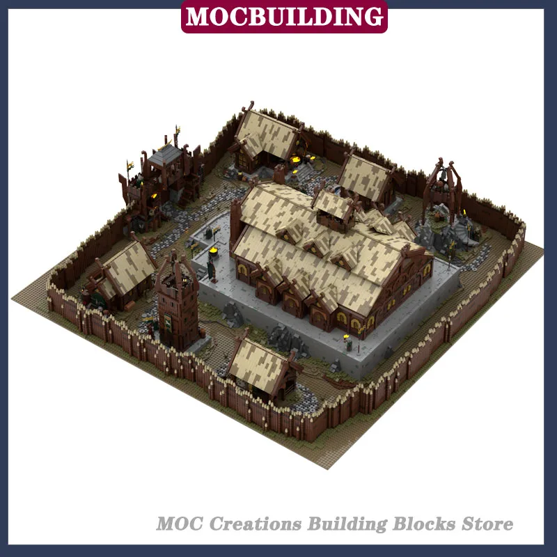 MOC Ultimate Edoras Rohan Town Movie Model Building Block Set UCS Watchtower Street View Collection Toy Gift