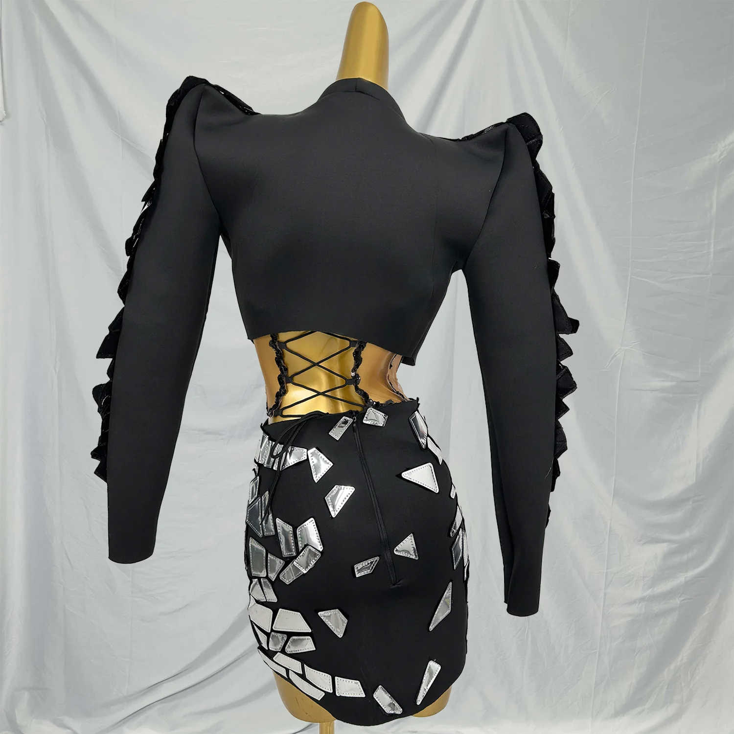 Suipian Sexy Bling Pailletten Bh Mini Röcke Outfit Sets Sänger Tänzer Bühne Leistung Tragen Frauen Bodycon Nachtclub Party Kleid