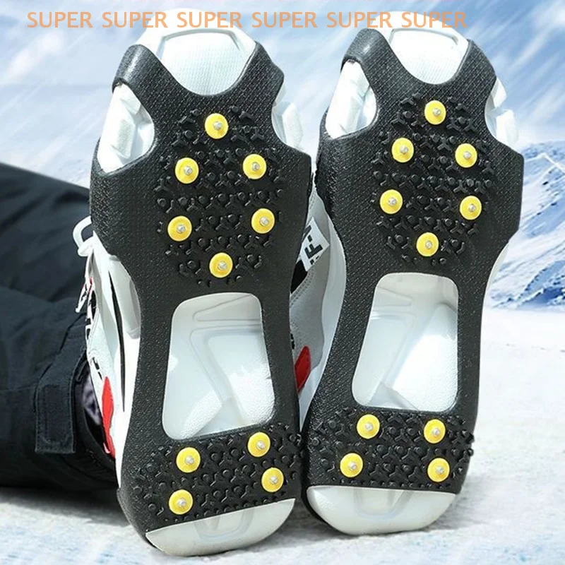 1 çift 10-Çiviler Kar Buz Pençesi Tırmanma Kaymaz Sivri Sapları Krampon Cleats Spor Ayakkabı Kapağı Kadın Erkek Botları Kapak Anti-Skid