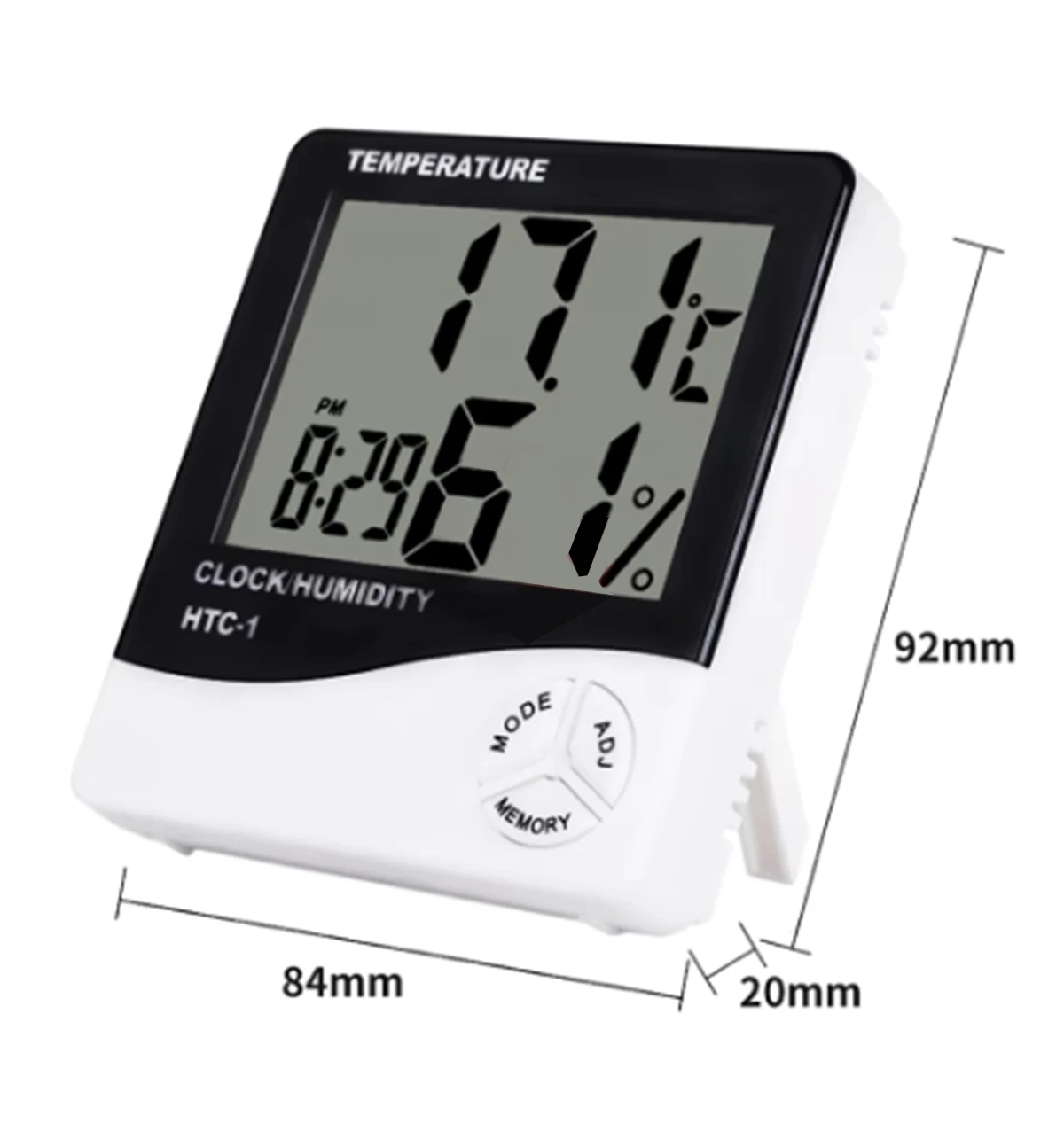 HTC-1 HTC-2 Digital Temperature Humidity Meter Electronic LCD Indoor Outdoor Thermometer Hygrometer Weather Station Clock