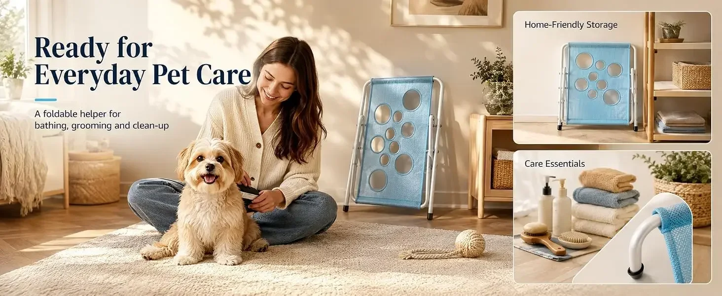 2026 NeFoldable Hängematte für die Tierpflege beim Nagelschneiden, kratz- und beißfeste Hängematte, Haltungsständer für Katzen- und Hunde-Bäder – Detail 5