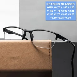 Kare okuma gözlüğü Ultralight yarım çerçeve presbiyopik gözlük erkek kadın + 0.25 0.5 0.75 1 1.25 1.5 1.75 2 2.25 2.5 2.75 3.0