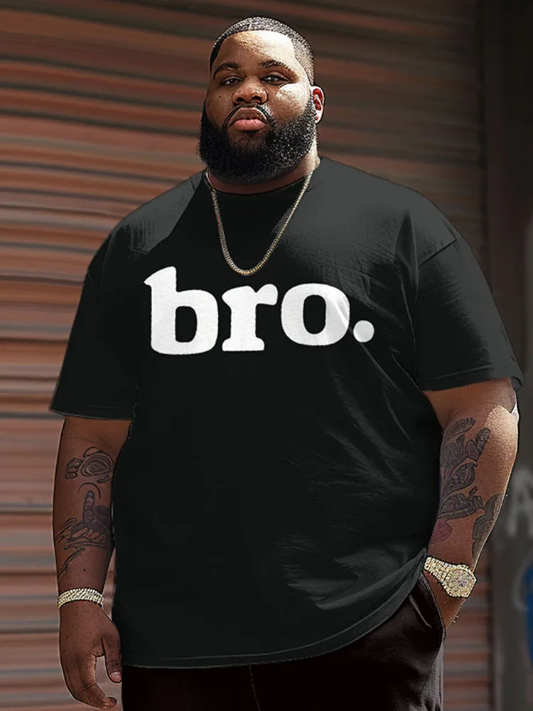 L-9XL Plus Size Round Neck Short Sleeve T-shirt for Men Casual Letter Printing Simple Daily White Black Blue Green Top ZOOY