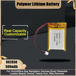 Polymer Lithium Battery 902030 500mAh 3.7V Lipo Battery For Humidifiers Gps Navigation Smart Wearable Locator Mite Remover