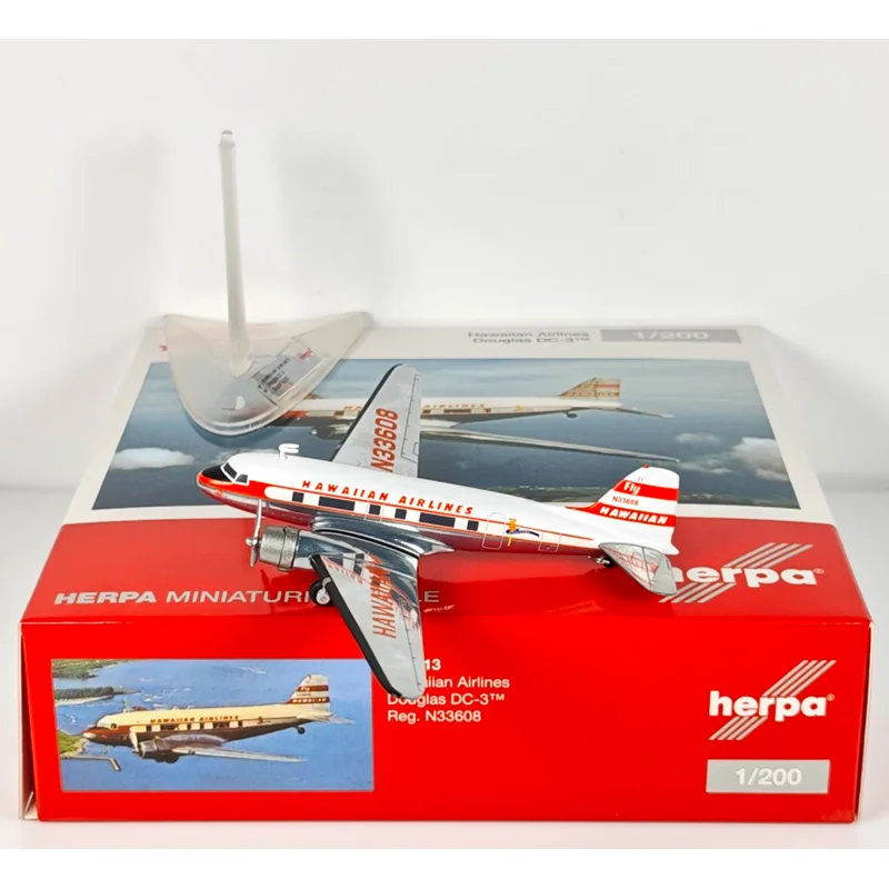 

Herpa литой под давлением масштаб 1/200 Hawaiian Airlines DC-3 N33608 модель самолета из сплава Коллекционная декоративная игрушка-орнамент