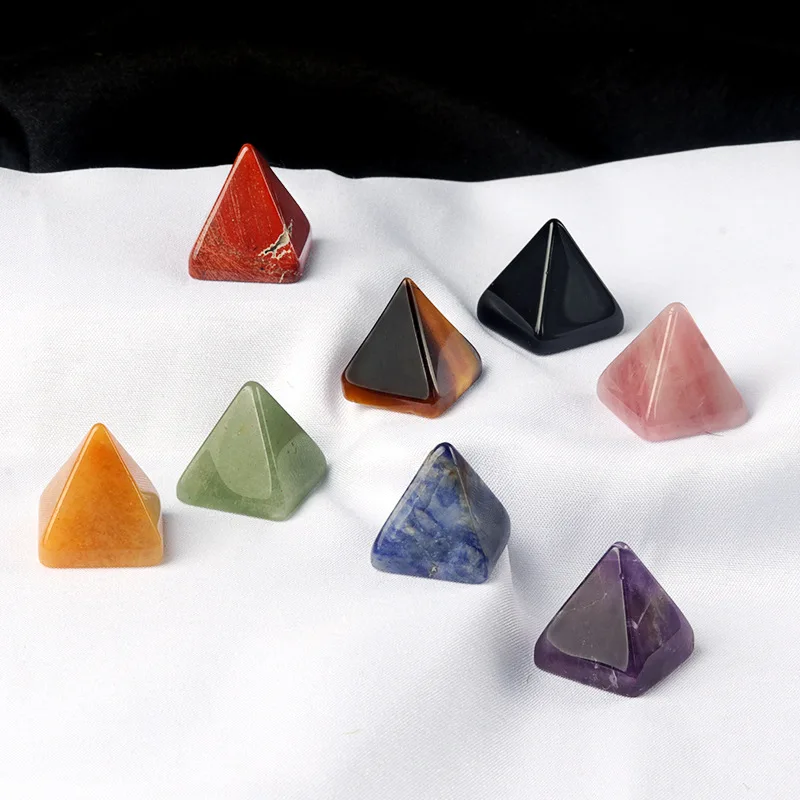 1pc Natural Stone Mini Pyramid Amethys Tiger Eye Reiki Healing Room Home Decoration