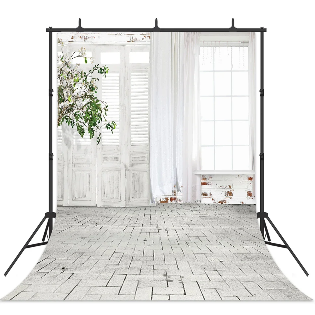 Dolls Photozone Photography Backdrop Street Colorful Door Flowers Leaves Wall Store Background for Children Baby Photo Studio