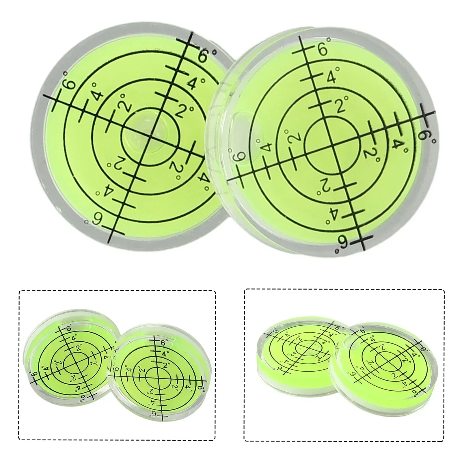 2pcs Mini Bubble Level Precision Spirit Bubble Level Degree Mark Round Bullseye Horizontal Ruler Measuring Tool