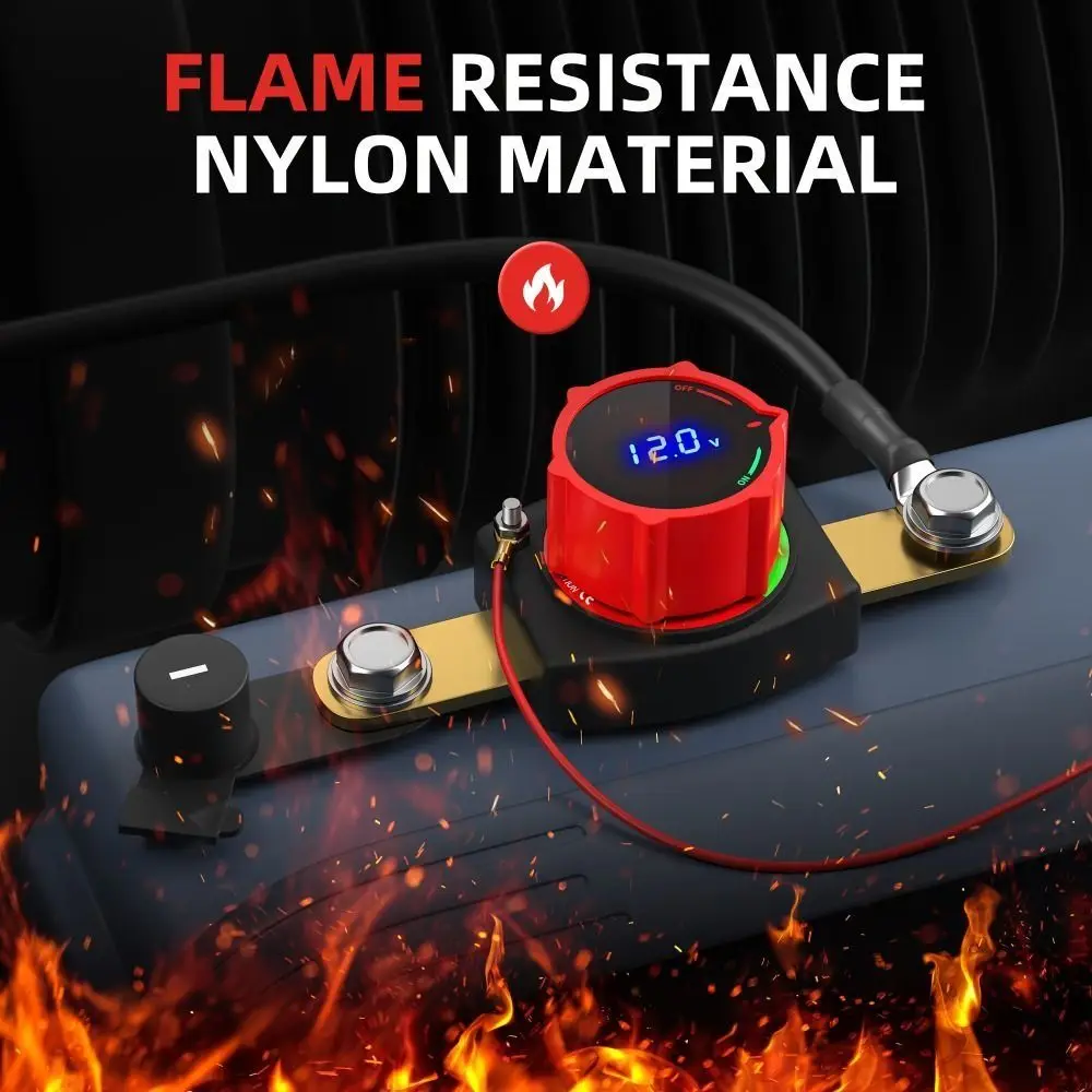 12 V Battery Disconnect Switch Positive Negative Pole Brass Screw Hole LED Voltmeter Power-off Switch Voltage Display
