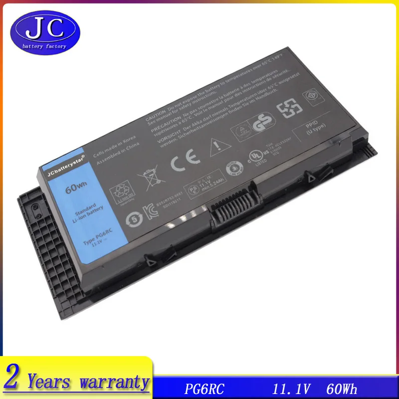 

Батарея JCLJF 6 ячеек FV993 для DELL Precision M6600 M6700 M6800 M4800 M4600 M4700 FJJ4W PG6RC R7PND OTN1K5 11,1 V 60Wh