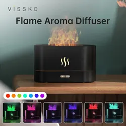 Vissko Aroma Flame Diffuser 180ML Air Humidifier Ultrasonic Aromatherapy Cool Mist Maker Essential Oil Lamp Difusers For Home