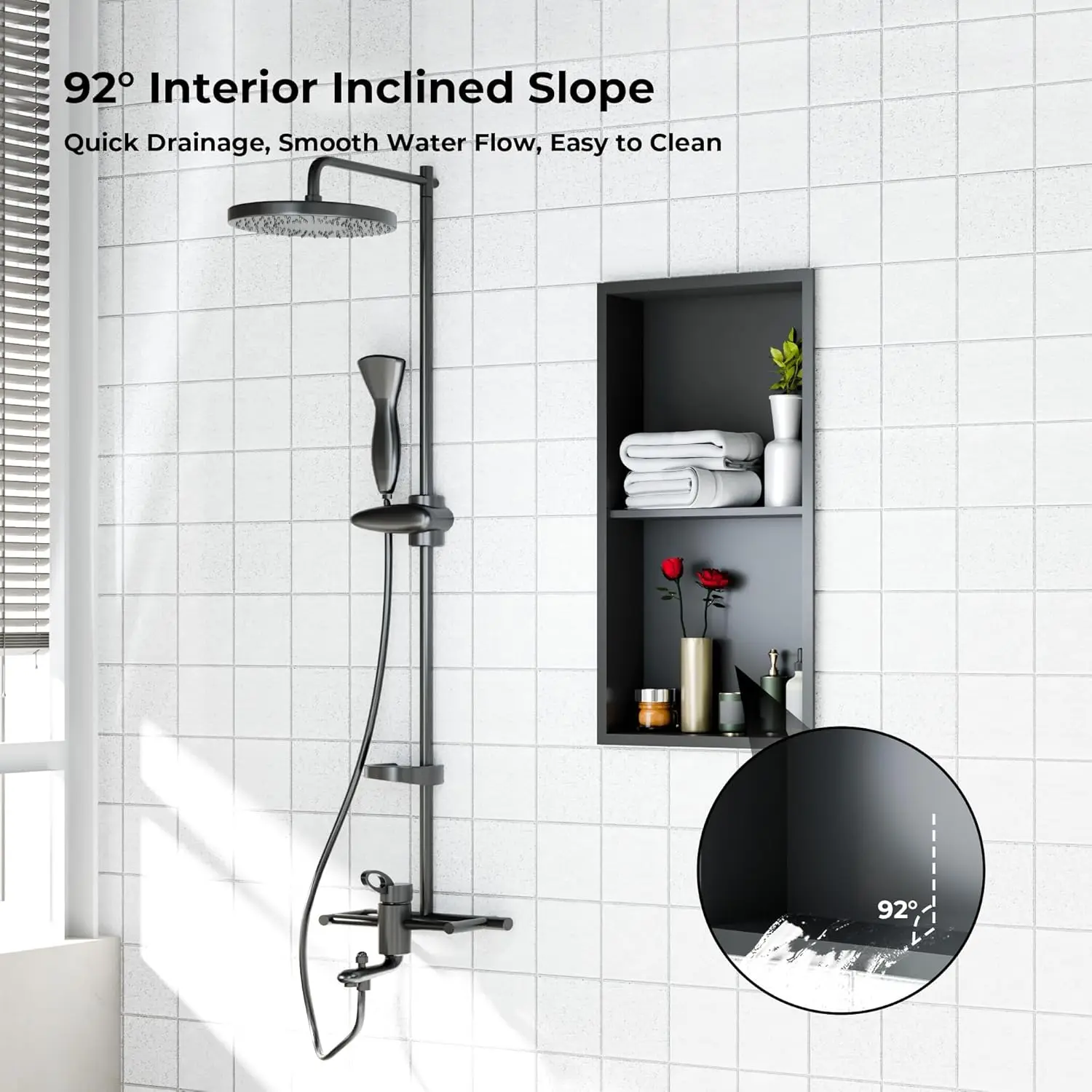 

Stainless Steel Shower Niche Bathroom Wall Niche Insert Recessed Double Shelf Organizer for Shower or Tub Storage | Holds Soap