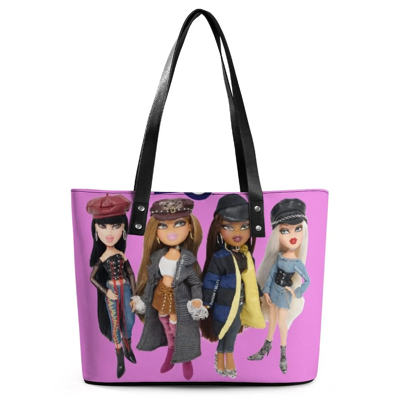 

BRATZ QUOTES Iman Handbags Bratz World Quote PU Leather Shoulder Bag Student Grocery Custom Tote Bag Pocket Aesthetic Hand Bags