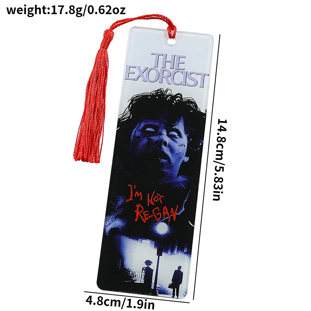 1 Pc Horror Movie Themed Bookmark, Acrylic Bookmark with Tassel for Bookworm Ladies, Book Lovers, Reading Marker Stationery