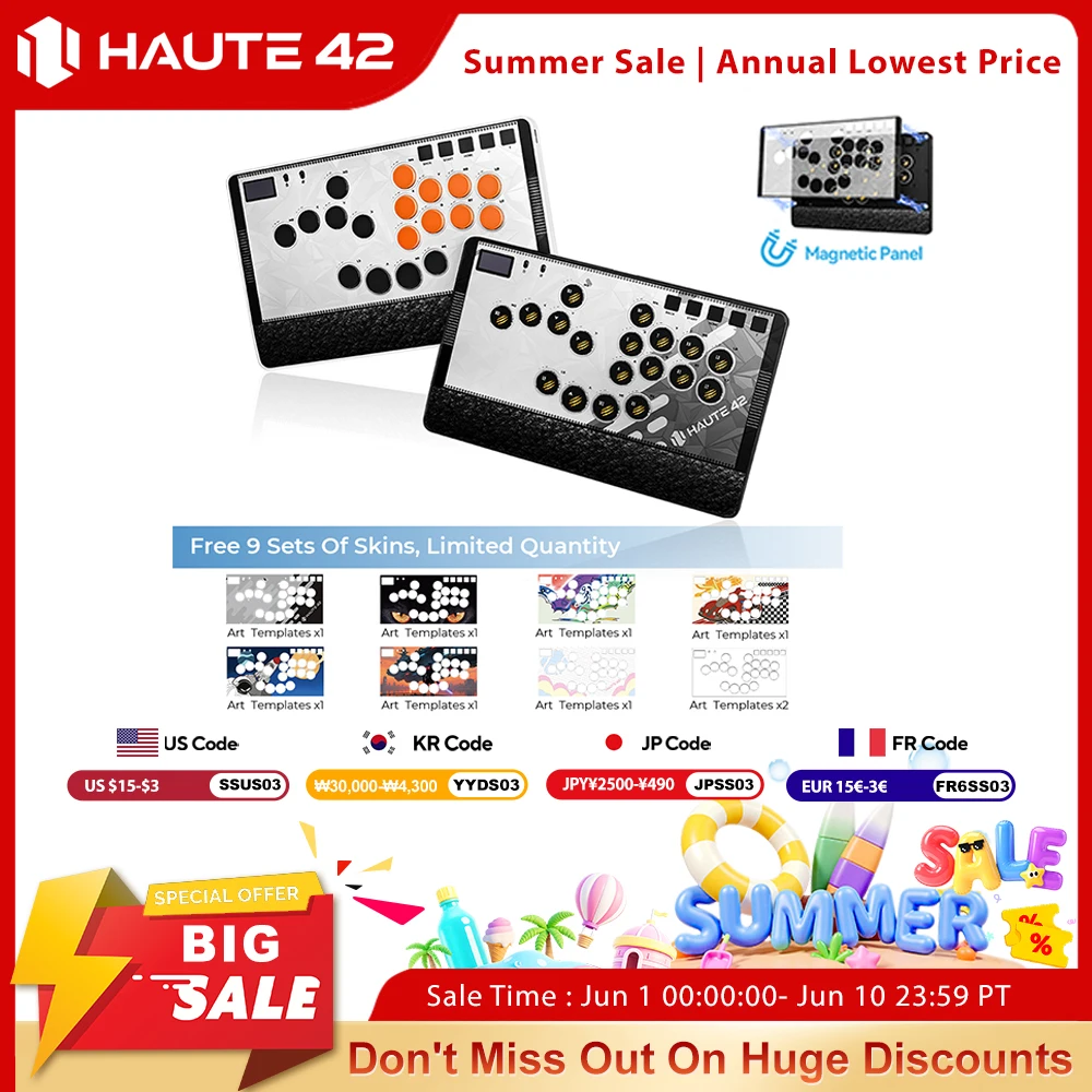 Manette de jeu magnétique Haute42 C-AT sans levier pour PC/PS4/PS5, contrôleur Hitbox sans levier, manette d'arcade sans levier