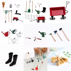 Miniature Dollhouse Fairy Garden Furniture Mini Shovel Rake Shoes Watering Can Hoe Farming Tools Model Decor Accessory Kit Toy