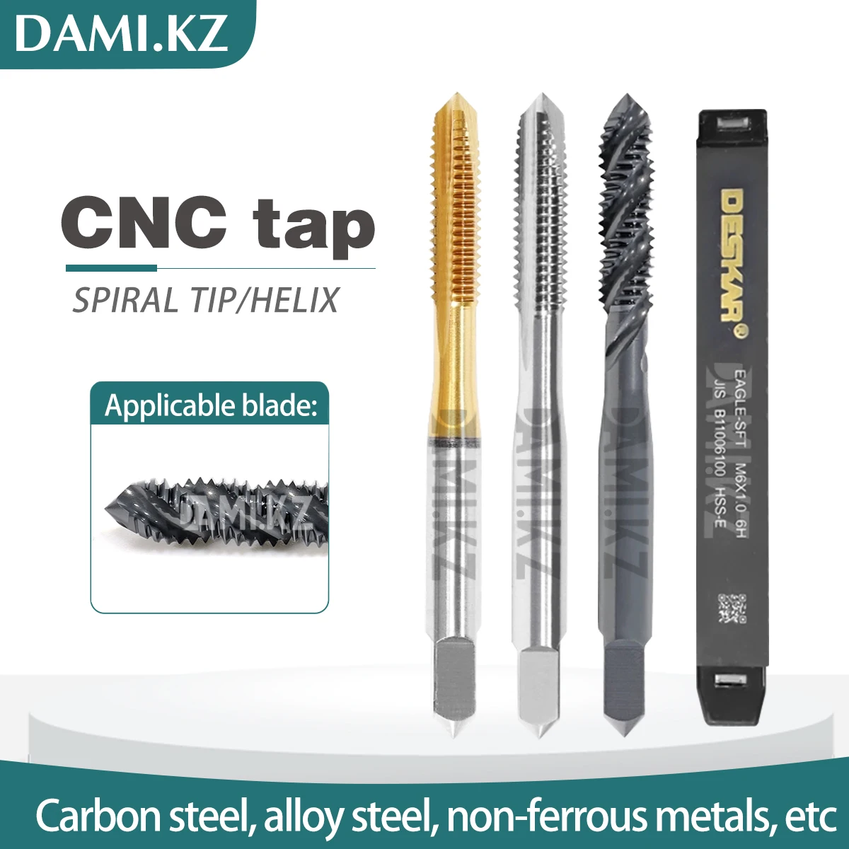 

Спиральные остроконечные метчики с ЧПУ M3 M4 M5 M6 M8 M10 M12 Верхняя прямая канавка Шелковая атака Специальный станок для нарезания резьбы для машинных метчиков