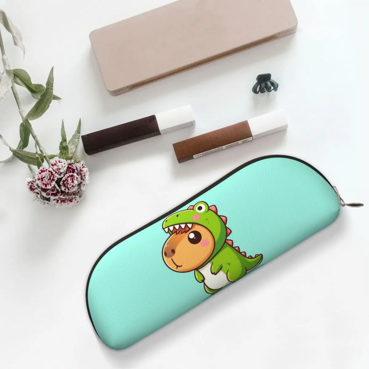 귀여운 카피바라 버블티 연필꽂이 펜 홀더 수납 문구 용품 대용량 펜 박스 필통 (남아 여아용)