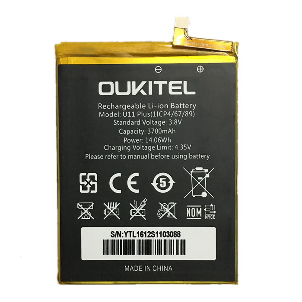 In Stock 100% Original Battery For Oukitel U11 Plus Mobile Phone High Capacity 3700mAh Replacement Battery + Tools