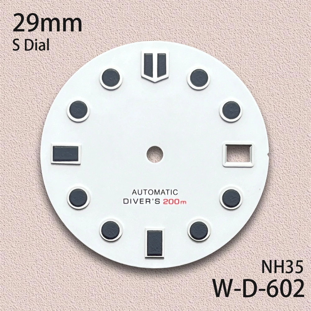 29mm S Logo Matte Dial Fit NH35/NH36/4R/7S Movement Green Luminous Diving High-Quality Watch Modification Accessories