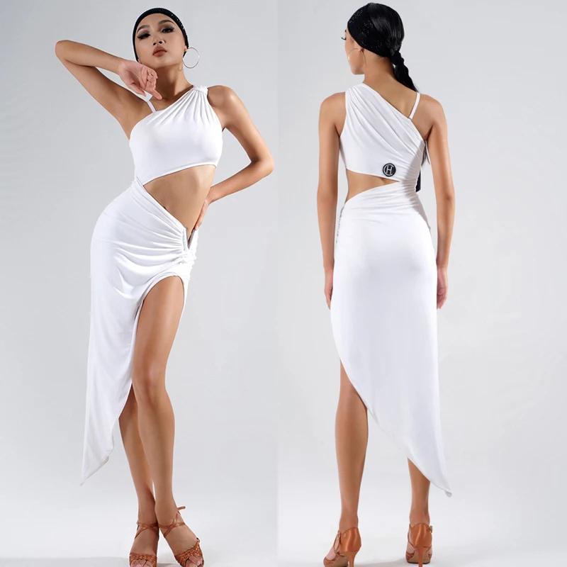 

Latin Dance Competition Dress For Women Sexy Oblique Shoulder Performance Costumes Female Adult Chacha Latin Dance Wear DN17509