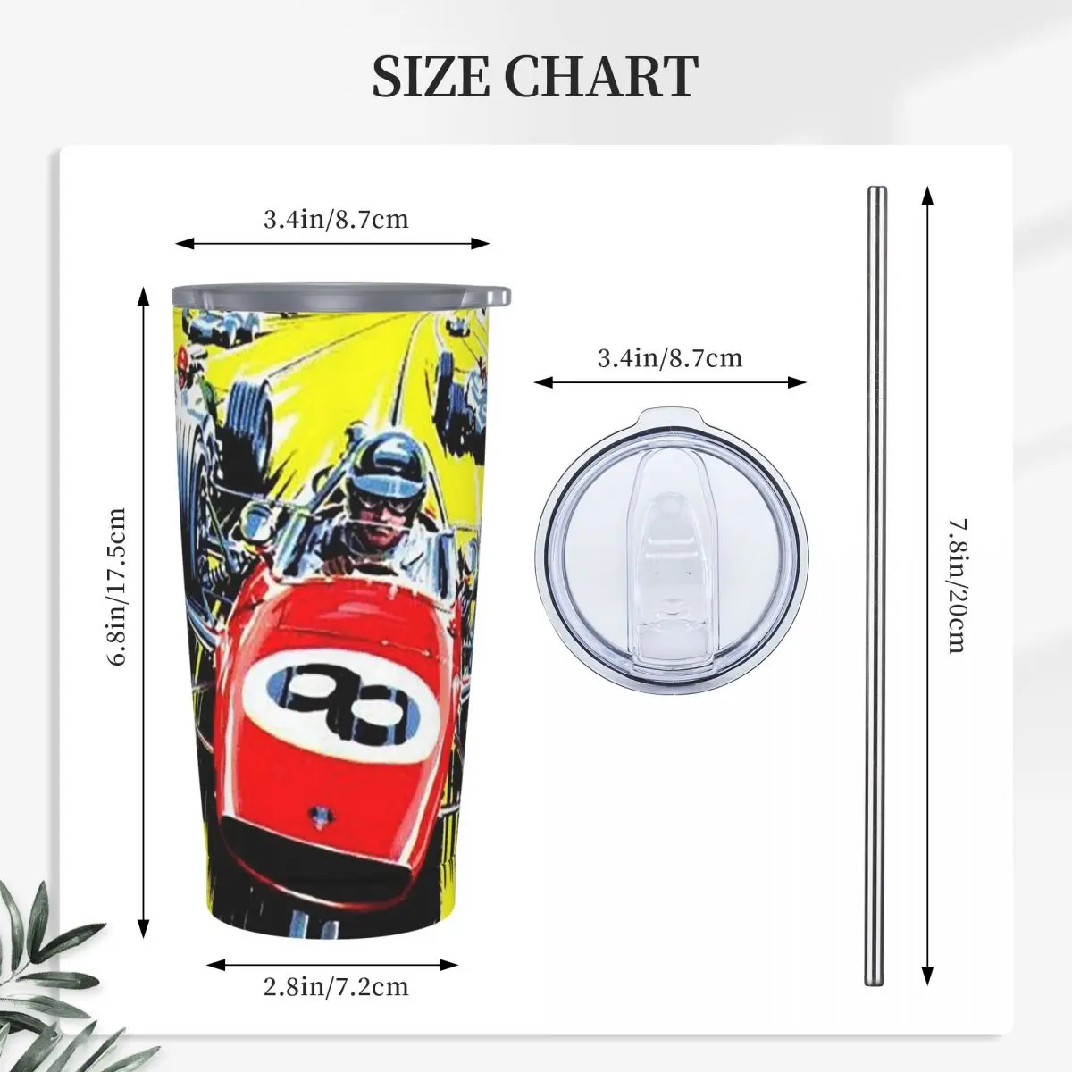 Scalextric Vintage Stuff Stainless Steel Tumbler Vacuum Insulated Mug Thermal Cold Cups Straws With Lid 20oz