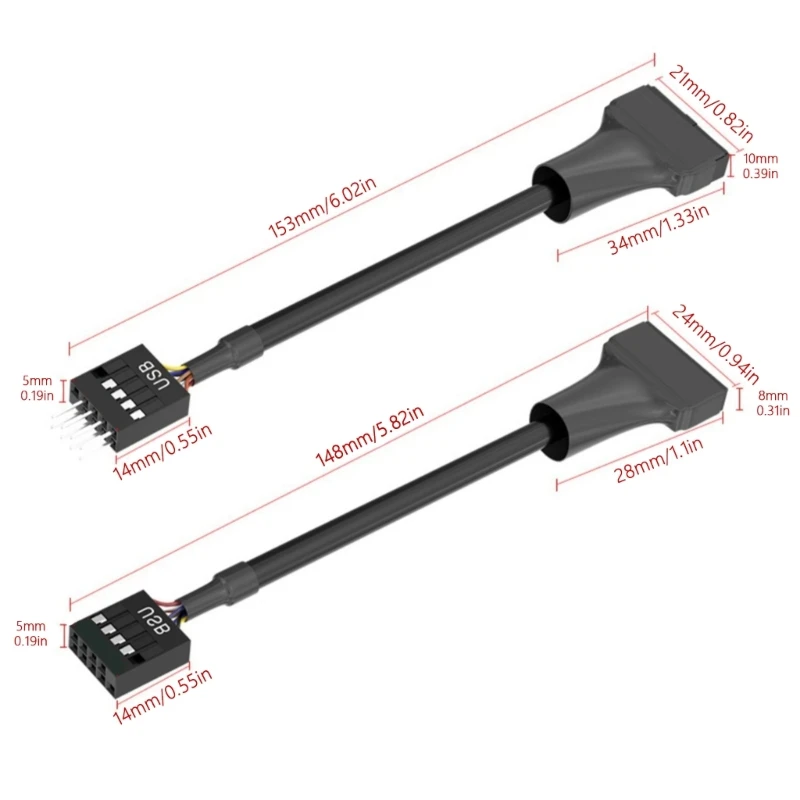 كابل محول USB إلى 2.0 لسهولة دمج لوحات USB 19pin الجديدة N2UB