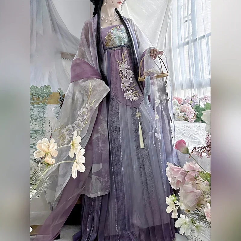 

Women Chinese Traditional Hanfu Dress Vintage Folk Fairy Dress Tang Dynasty Ancient Dress Cosplay Princess Dance Wear