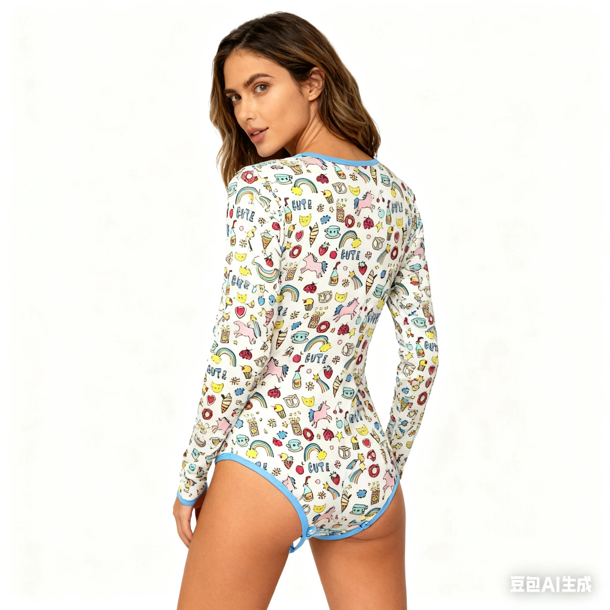 Rainbow bodysuit with sleeve/adult long sleeve bodysuit romper /adult bodysuit/abdl clothes/adult onesie