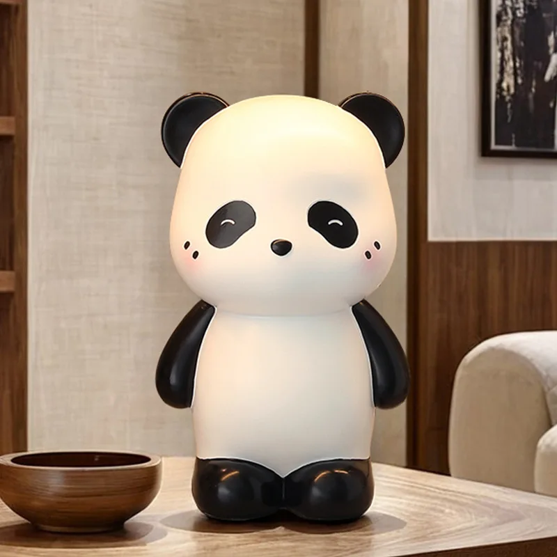 Cute Adorable Panda Resin Piggy Bank Chinese Cultural Creative Peripheral Figurine Desktop Ornament Lucky Coin Souvenir Gift