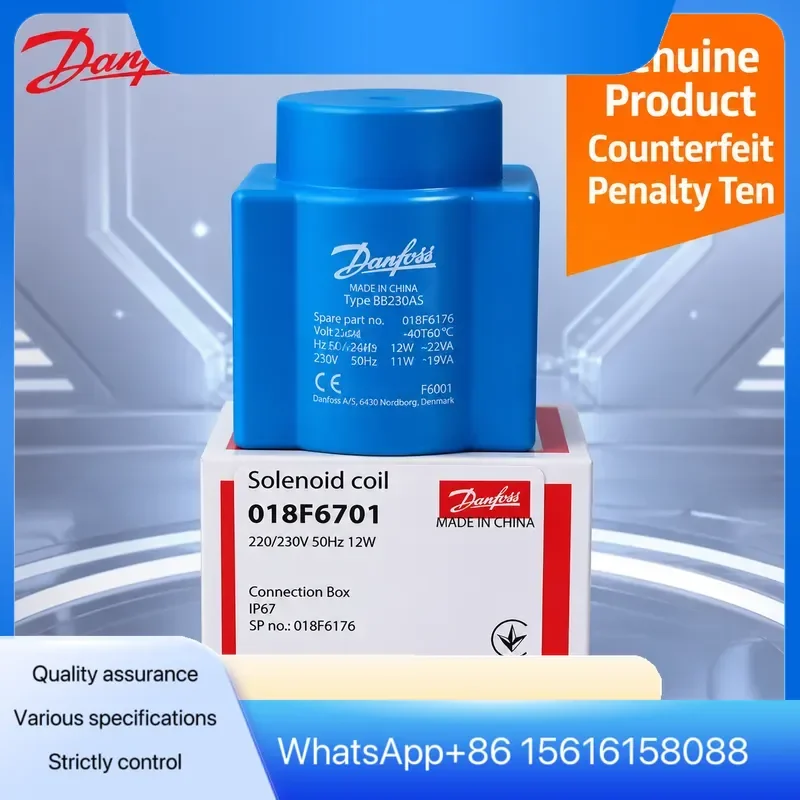 Original Danfoss Solenoid Valve Coil 018F6176 018F6282 BE230AS BF230CS 230V AC Electromagnetic Actuator for Refrigeration