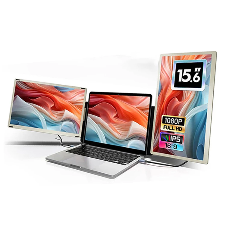 يوصي موسع شاشة S6 مقاس 15.6 بوصة FHD 1080P موسع شاشة محمول ثلاثي لأجهزة الكمبيوتر المحمولة المتوافقة مع نظام التشغيل Windows Mac Android