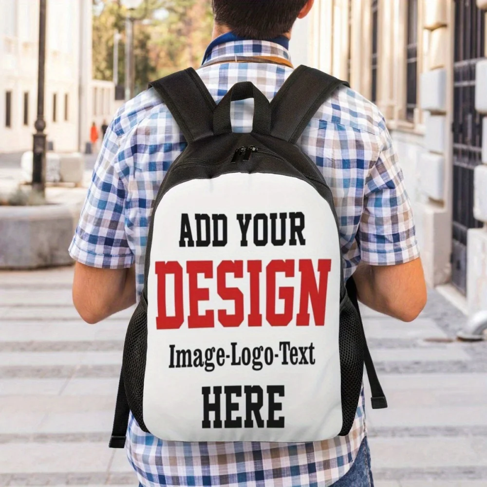 Personalized Photo & Logo Backpack - Large Capacity, Lightweight, Adjustable Straps for Work, School, Travel | Durable Polyester