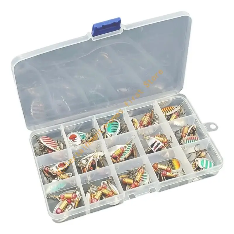Fishing Spinner Durability Rotating Metal Lures Extended Cast Performances Assorted Color Suitable for Beginner Expert 55KD