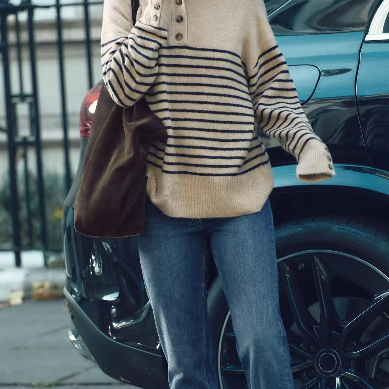 Faionable Striped Long Sve Knitted Sweater Casual Stand Collar Autumn Winter Warm Thermal Women's Knitwear Commute Sle