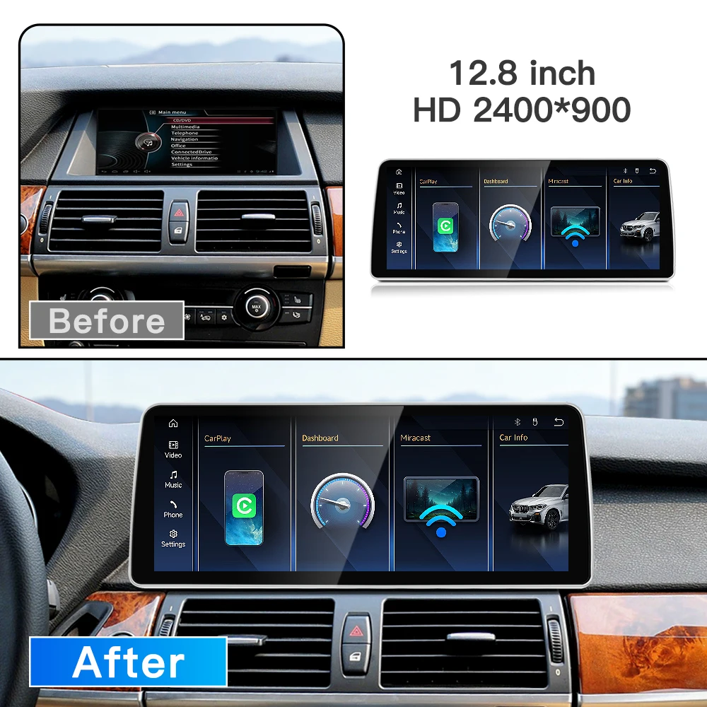stwei Linux System 8.8 12.3 12.8inch Screen For BMW X5 X6 E70 E71 E72 CCC CIC Wireless CarPlay Auto Car Video Players