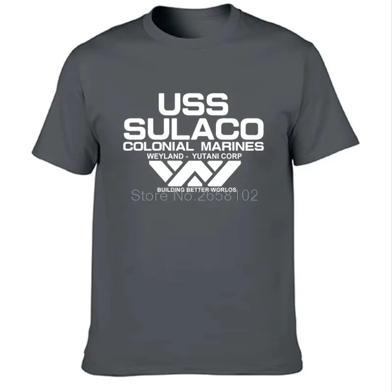 2025 new Fashion USCSS T-Shirt Alien USS Sulaco Colonial Marines Aliens Off World Short Sleeve Tshirt Men Cotton O Neck Tees