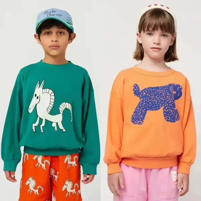 2026 Spring Kids Sweatshirts Long Sleeve Tops for Girls Cartoon Baby Boys Hoodies Terry Children Pullover Tees Clothing