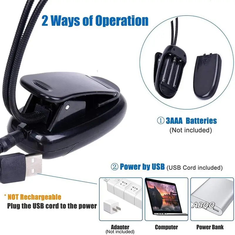

8Pcs Music Stand Light Clip On LED Book Lights Dual Arm Reading Lights For Books In Bed 360 Degree Adjustable Clip