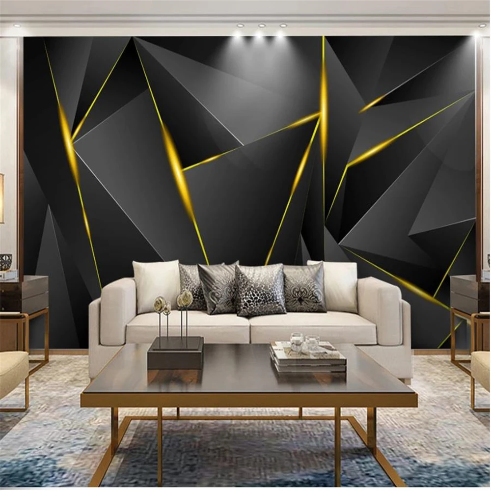 modern wallpaper for living room Modern black gold wallpapers background wall 3D background wall painting