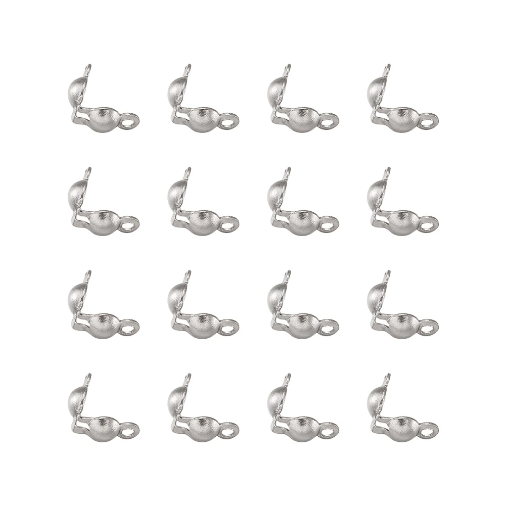 200pcs 304 Stainless Steel Bead Tips Clamshell Knot Cover Ends Crimps Beads jewelry Connector Accessories, 6x3mm, Hole: 1mm