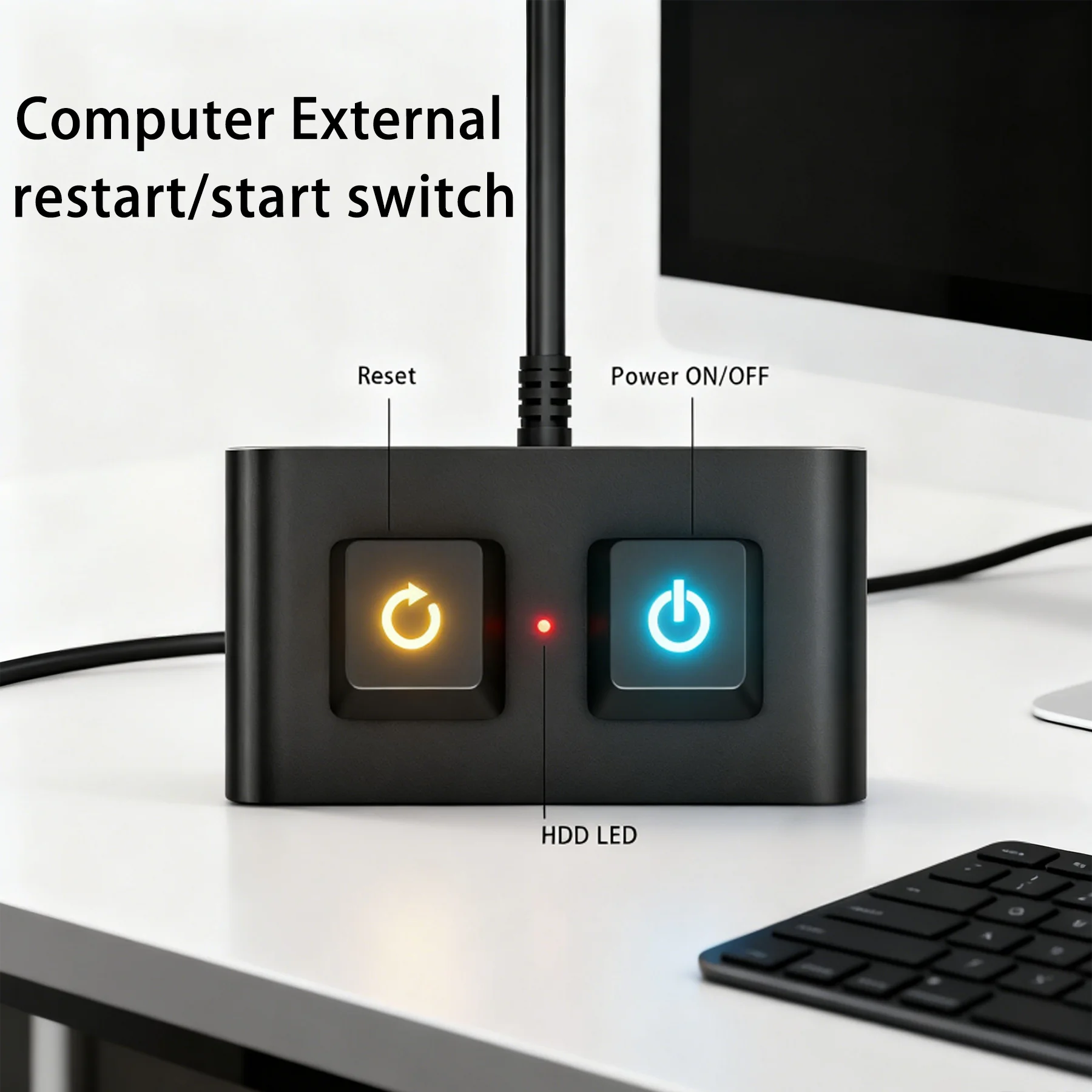 Internet Cafe Computer Desktop Aluminum Shell Switch Button Desktop Host External Power on Button External Extend Start Switch