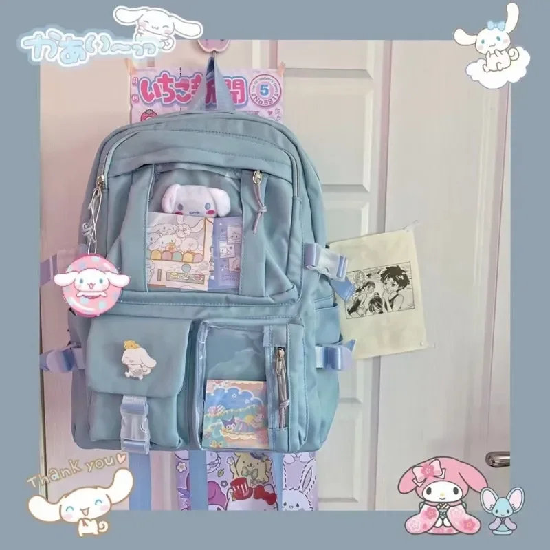 Sanrio Kawaii Backpack Cinnamoroll My Melody Kuromi Casual Backpack Anime Jk Student Computer Large Capacity School Bag Gift