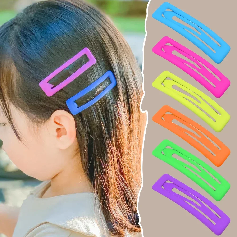 New Square Metal Kid Women DIY Fluorescent Color Hair Clips Girls Headwear Claw Barrette Pin for Womens Hairgrips BB Clips Tool