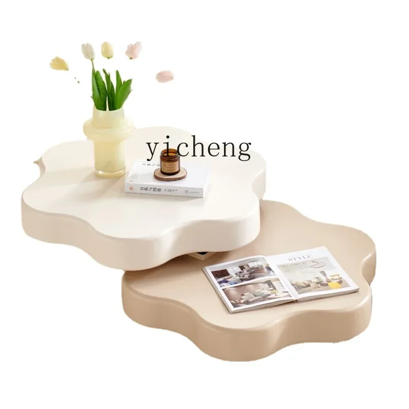 1-u10 Coffee Table Modern Simple Small Apartment Designer Creative Petals Rotating Suspension Small Coffee Table