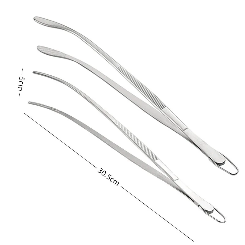 2Pcs Stainless Steel Cooking Tweezers Set, 12-Inch Kitchen Food Tongs for Baking, Grilling, BBQ & Cooking