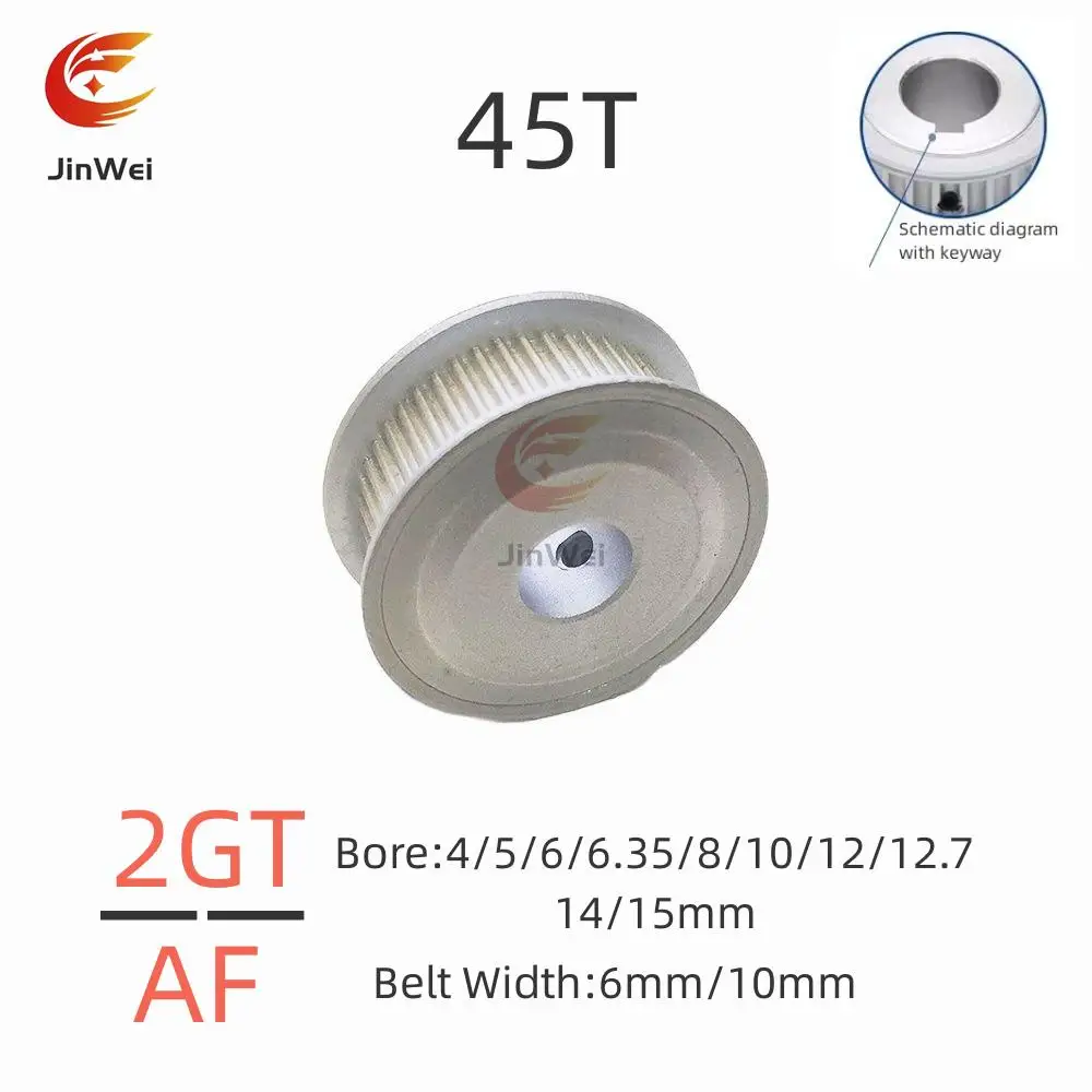 

GT2/2GT Number of Teeth 45T Timing Pulley Bore 4/5/6/6.35/8/10/12/12.7/14/15mm For Belt Width: 6mm/10mm Timing Belt